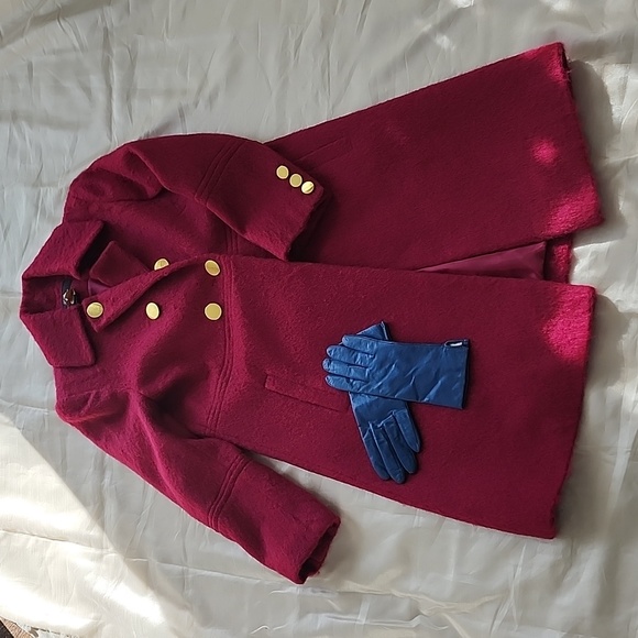 L L Collezioni Italia Ex Cond & Pro Clean Empire Waist Wool Coat Berry 4-6, $135 - Picture 3 of 16